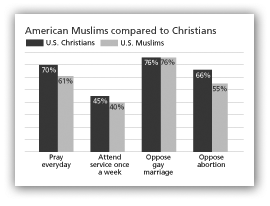 American Muslims compared to Christians