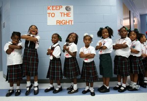 Students at one of the many charter schools that emerged in New Orleans in the wake of Hurricane Katrina. Photo by Mario Tama/Getty Images.