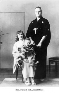 Mauss with his wife Ruth, and their first- born son in Japan, 1952.