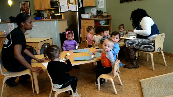 Today, Oyler Community Learning Center serves children from six weeks old through the 12th grade, with additional classes and services for adults. Like many of the services at Oyler, the preschool is run by a nonprofit group that provides its own funding in exchange for the rent-free space.  Photo by Amy Scott. © 2013, Amy Scott.