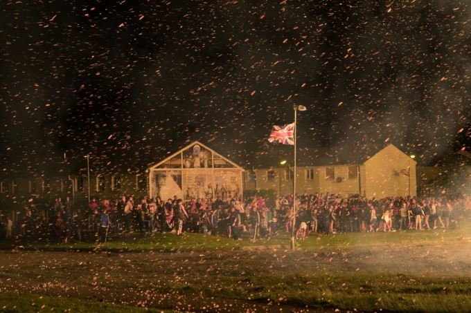 A shower of embers from the Shankill bonfire.